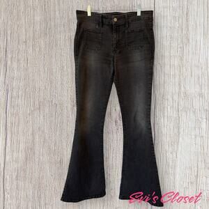 Guess Vintage Bell Bottom Flared Jeans Black Wash Denim Women's Size 30 Long